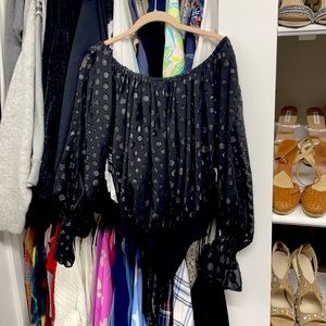 Cute polka dot black bodysuit xs nwt